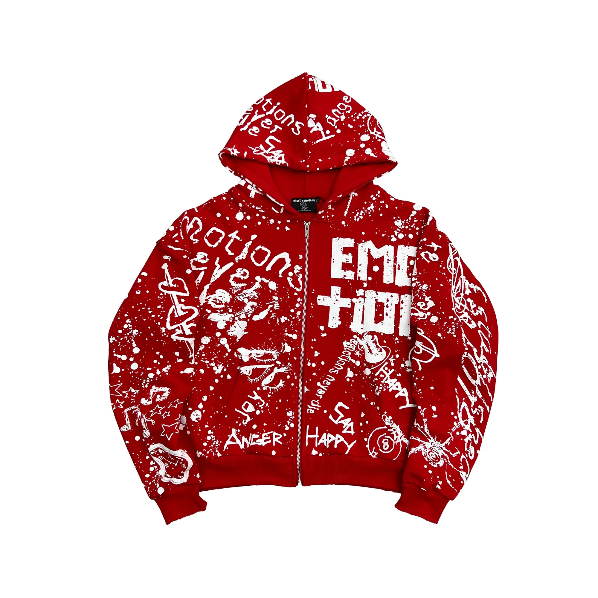 Mixed Emotion Graffiti Hoodie Red