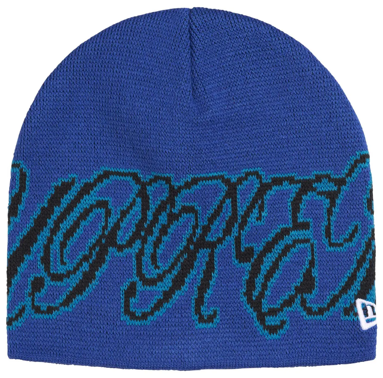 Supreme New Era Cursive Beanie Blue