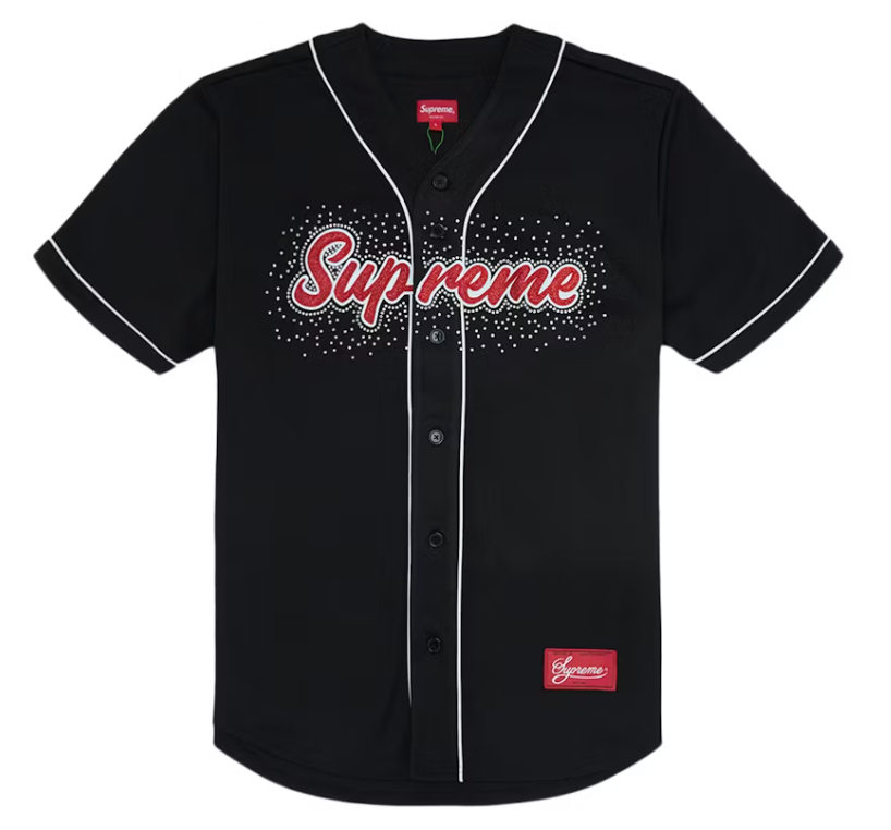 Supreme Rhinestone Baseball Jersey Black