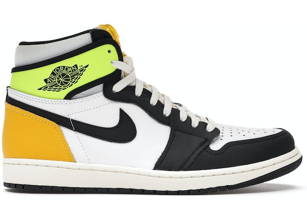 Jordan 1 Retro High Blanco Negro Volt Oro universitario