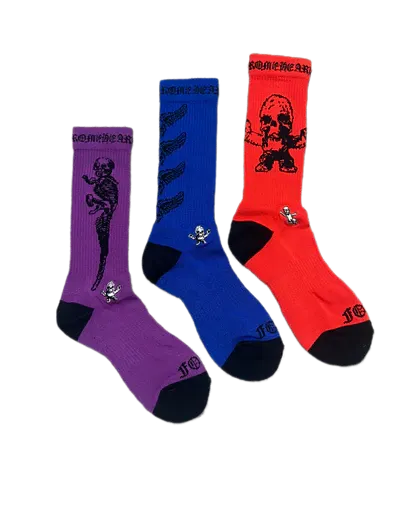 Chrome Hearts Foti Socks (3 pack) Red/Blue/Purple
