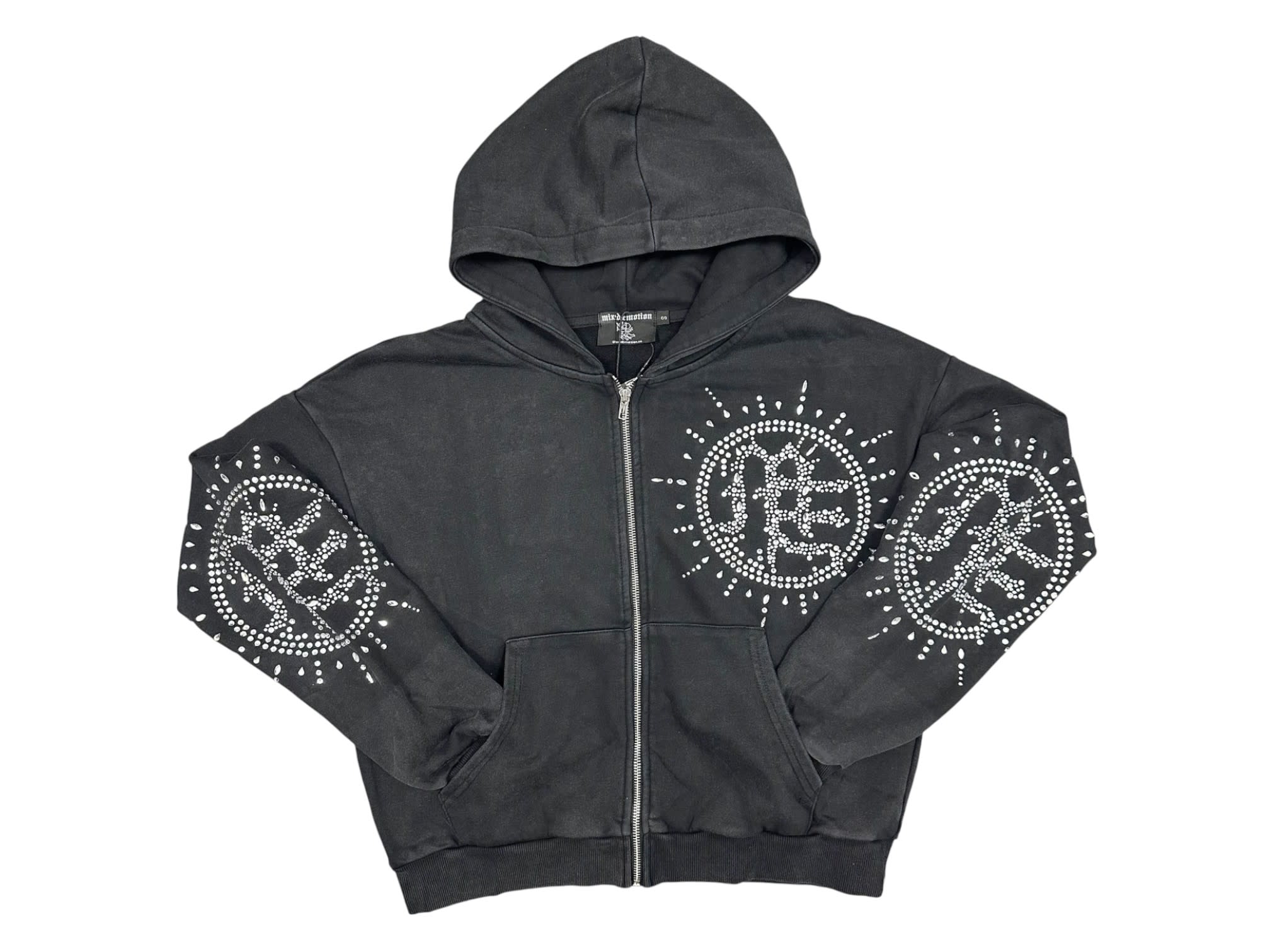 Mixed Emotion Eclipse Rhinestone Hoodie Grey