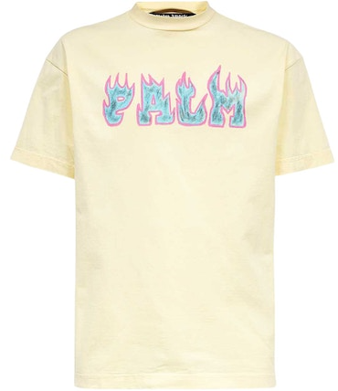 Palm Angels Logo Flames T-Shirt White/Purple