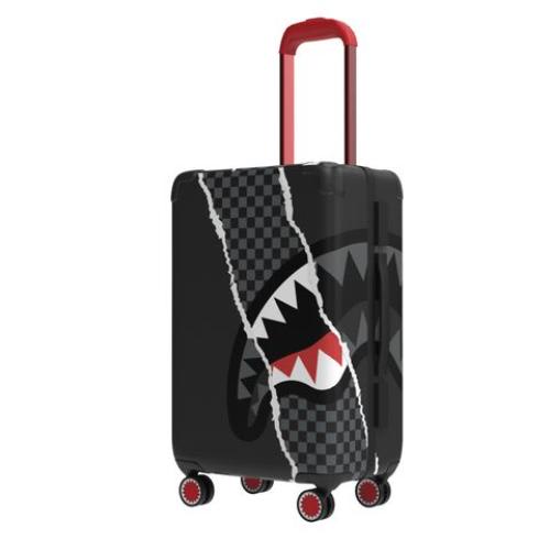 Sprayground Center Rip Revealing Gray Check Carry-On Luggage