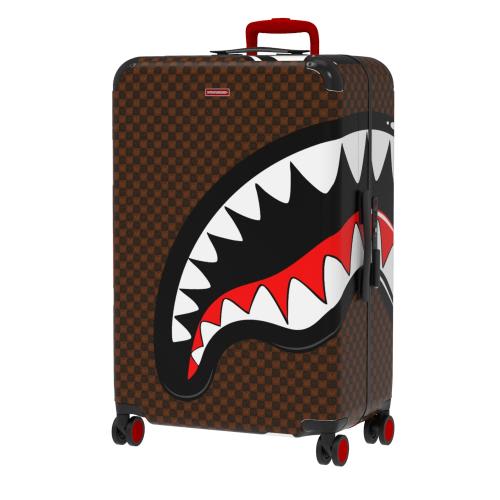 Sprayground Sharks in Paris WTF Bubble Brown Check Full-Size Luggage