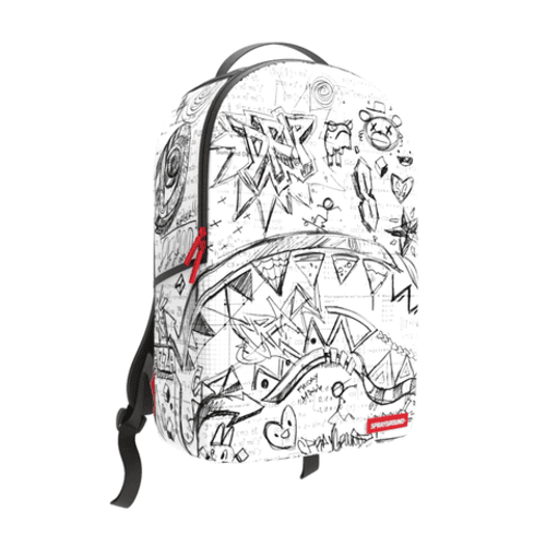 Sprayground Doodles Over Math Homework Backpack White