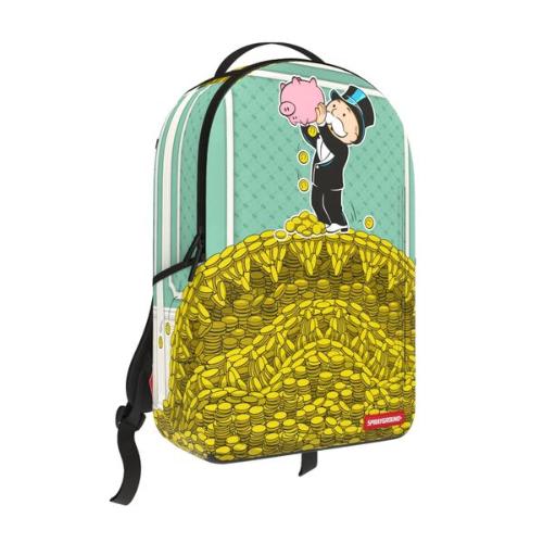 Sprayground Monopoly Money Pile Shark Backpack Mint/Gold