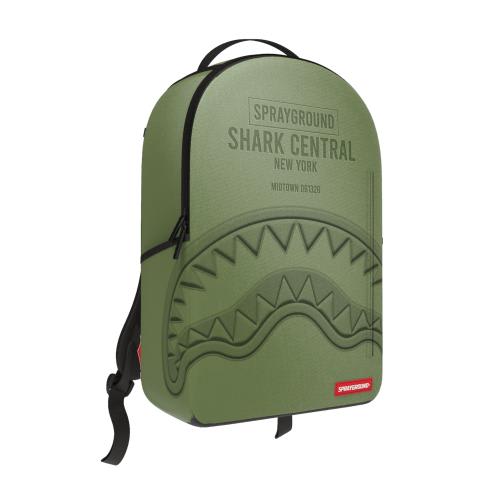 Sprayground Shark Central Embossed Green Nylon Backpack