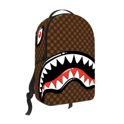 Sprayground Sharks in Paris WTF Bubbly Check Backpack Brown
