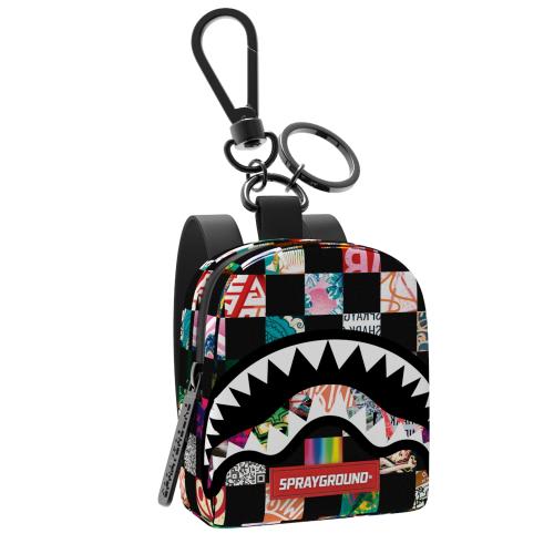 Sprayground Crazy Check Backpack Keychain Black
