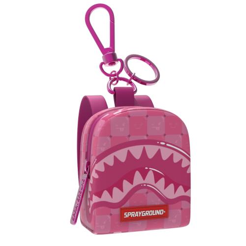 Sprayground Pink New Check Faces Backpack Keychain