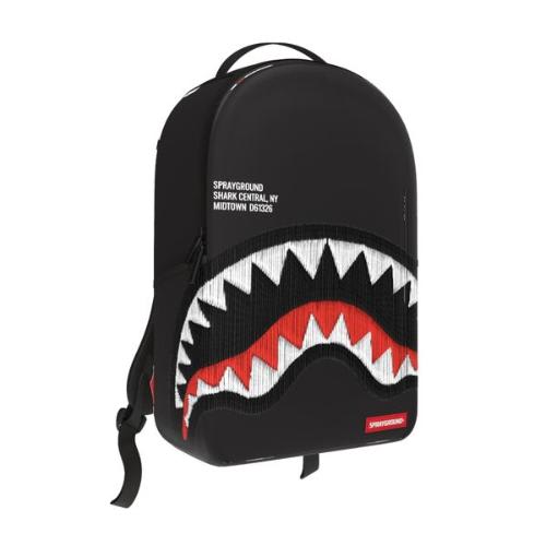 Sprayground Shark Central Black Embroidered Shark Backpack