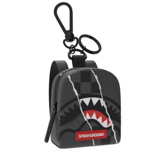 Sprayground Center Rip Revealing Gray Check Backpack Keychain
