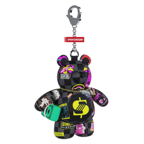 Sprayground Global Mogul Cyber Punk Bear Keychain Black