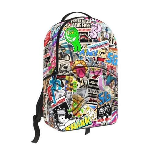 Sprayground Punk Sticker Shark Backpack Multicolor