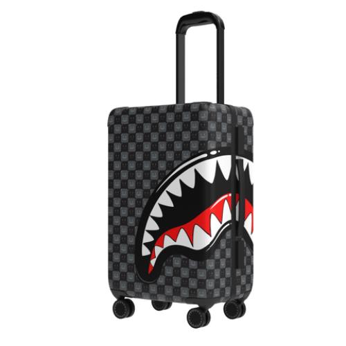 Sprayground Sharks in Paris WTF Bubbly Black Check Carry-On Luggage