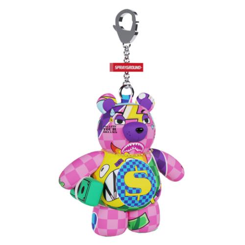 Sprayground Wild WTF Bear Keychain Pink